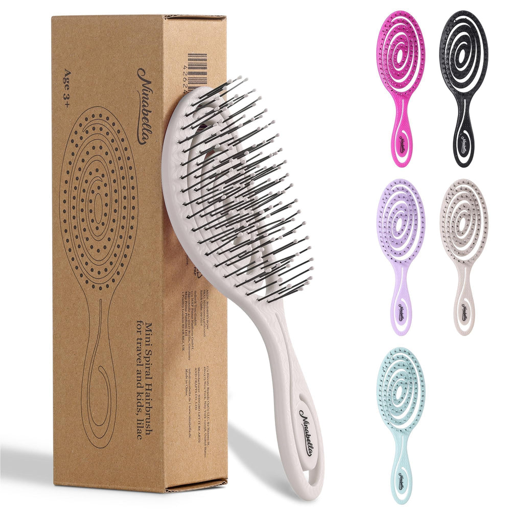 Ninabella Mini Spiral Brush close-up of handle for gentle detangling and comfortable grip