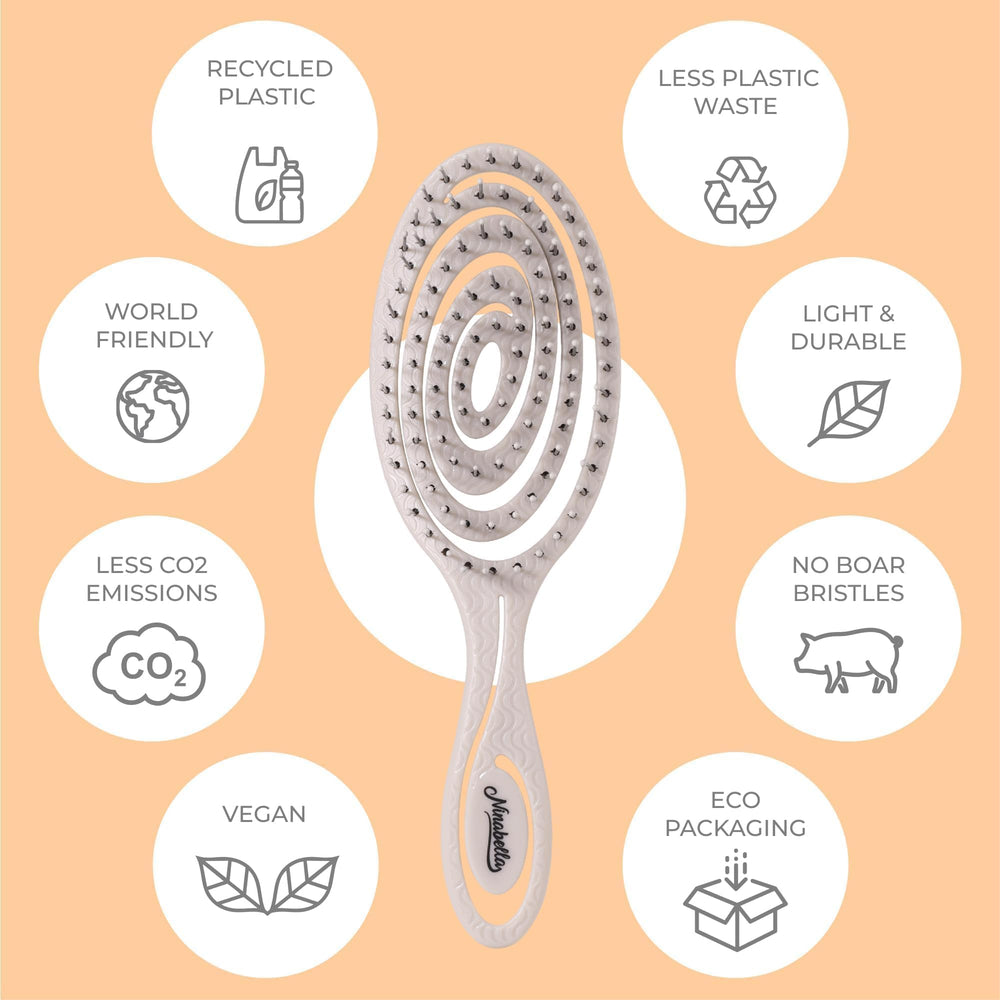 Ninabella Mini Spiral Brush vented design promotes faster air flow during styling