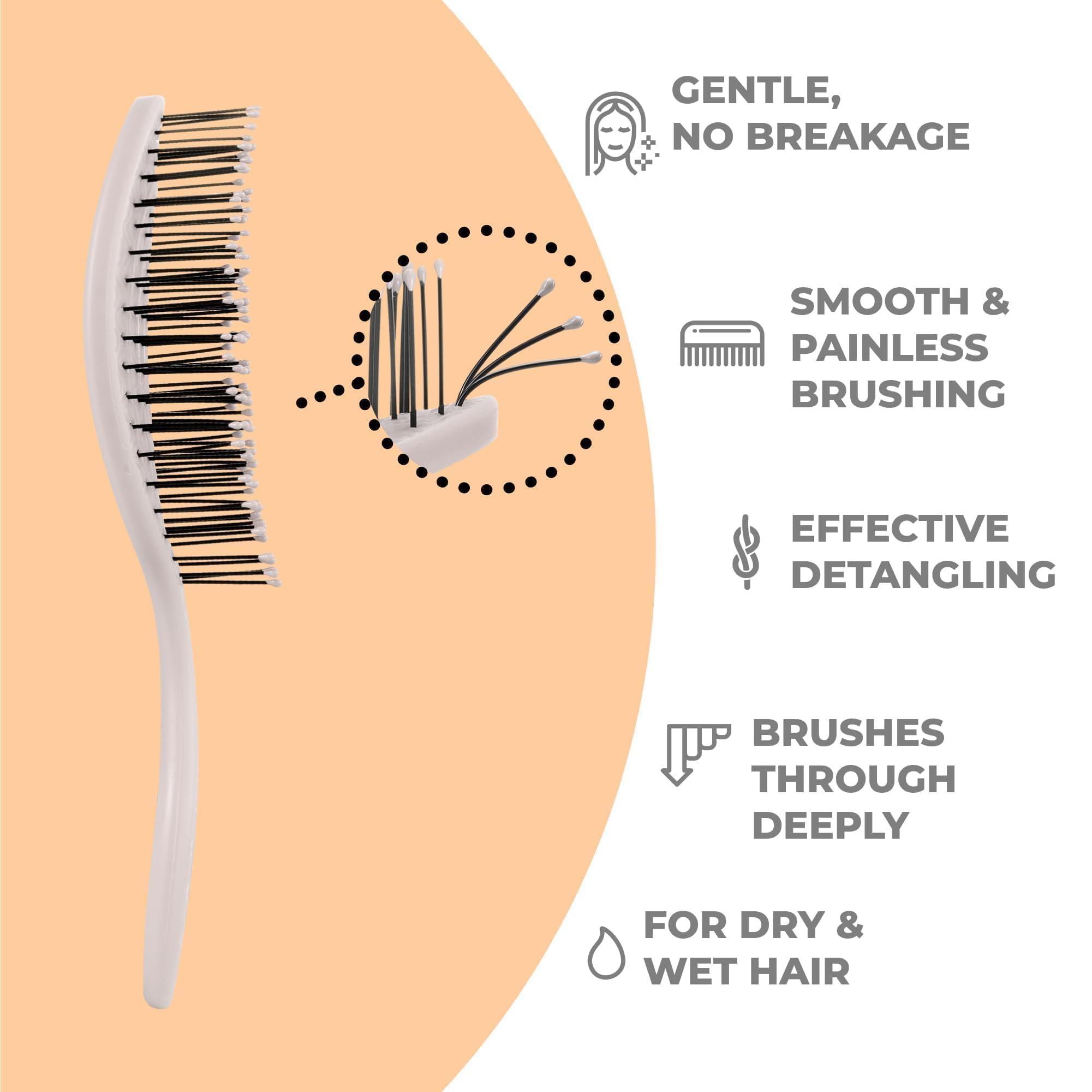 Ninabella Mini Spiral Brush used on wet hair shows effortless detangling and quick drying