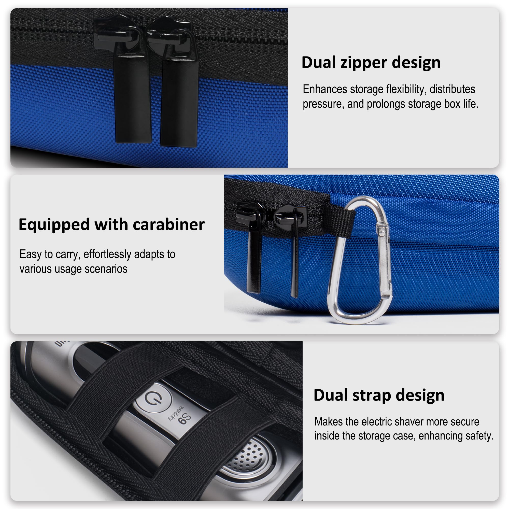 Nincha case large capacity fits shaver, charger, and small accessories.