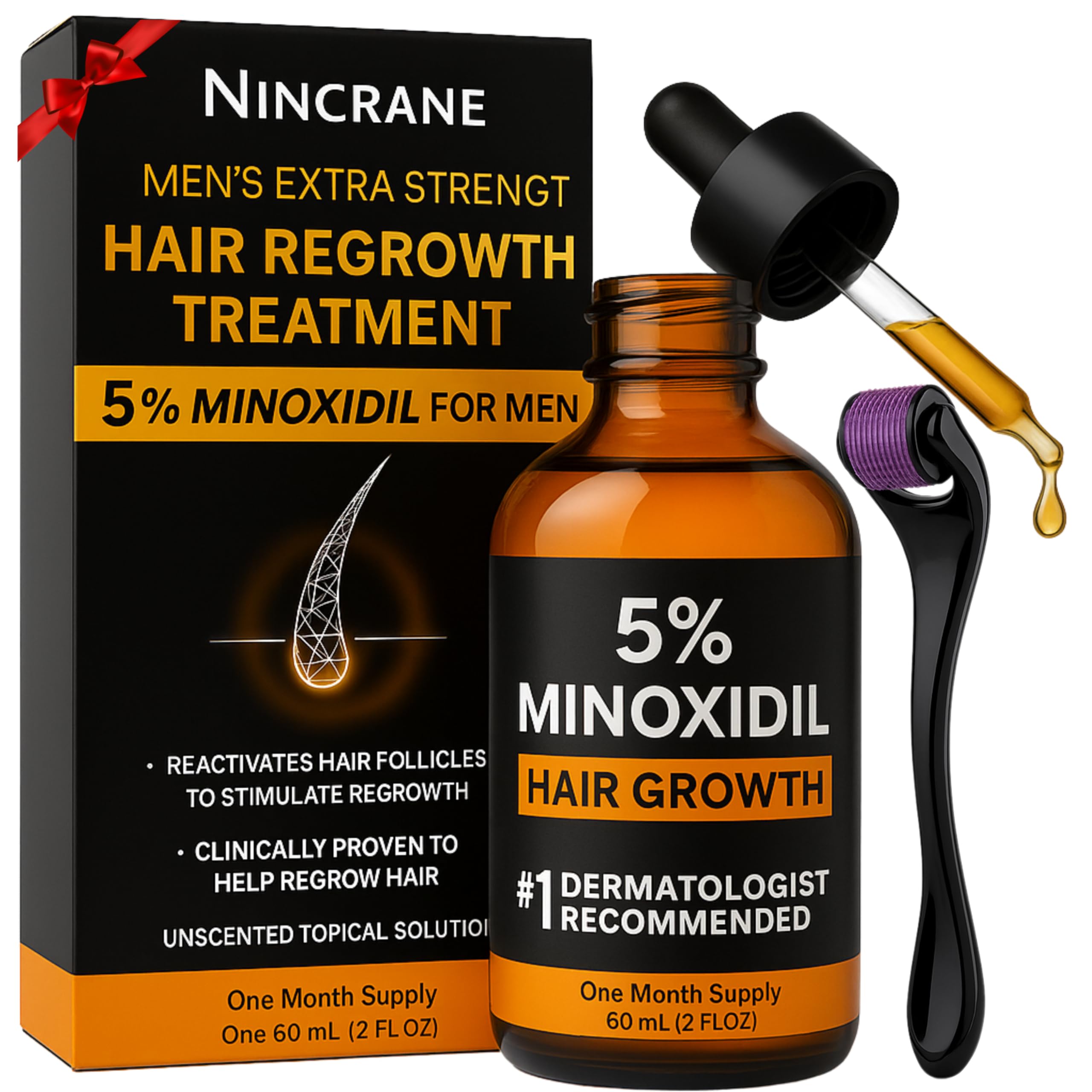 Nincrane precision dropper enables mess-free, precise topical application.