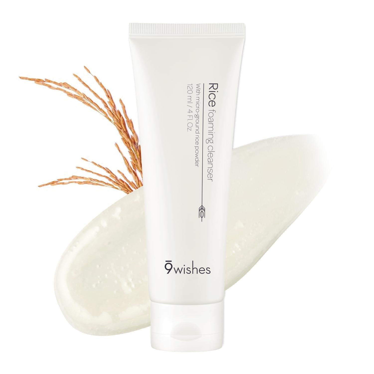 9 Wishes Rice Foaming Cleanser bottle pump for gentle daily exfoliation and cleaner pores.