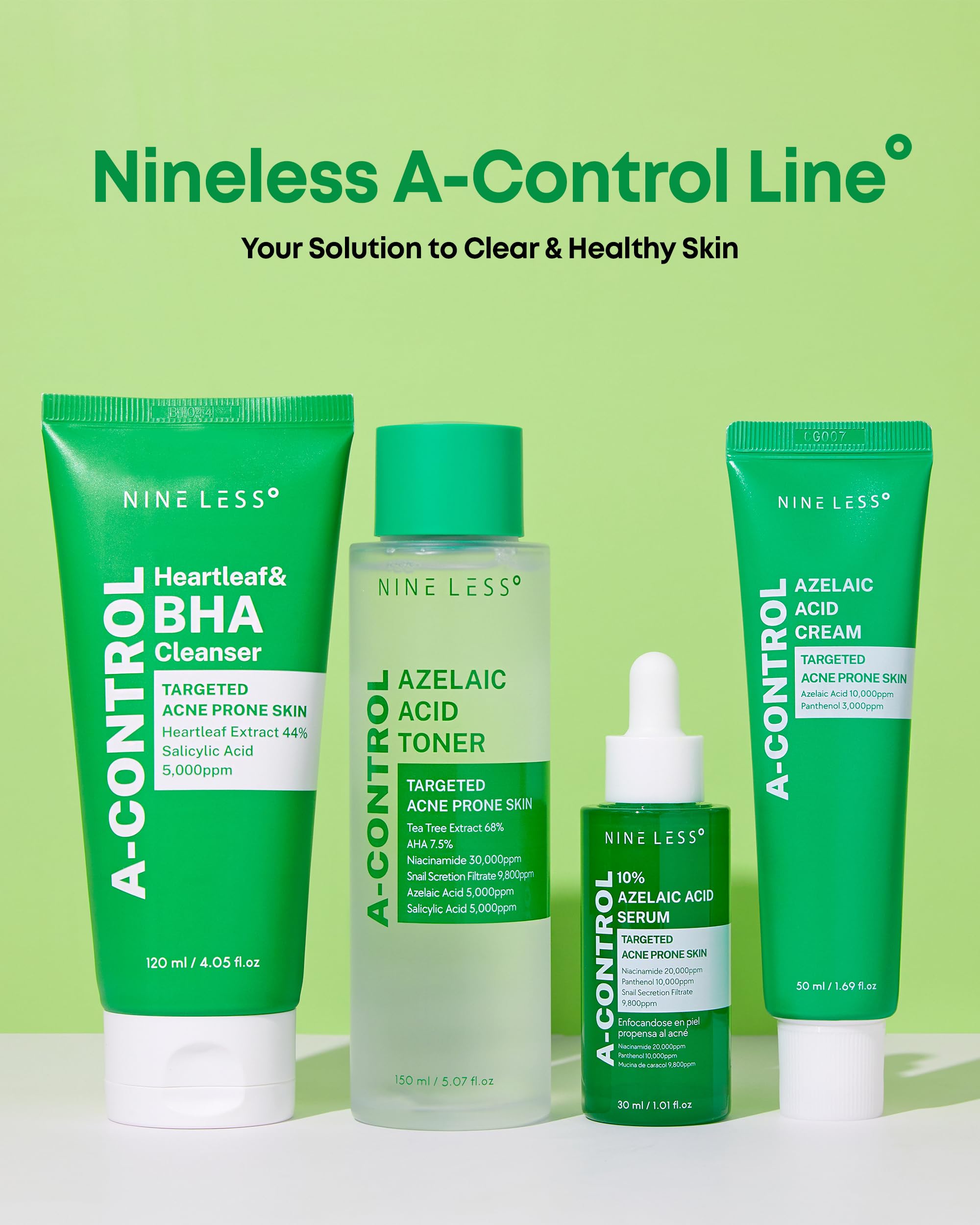NINELESS formula combines azelaic acid with panthenol and willow bark.