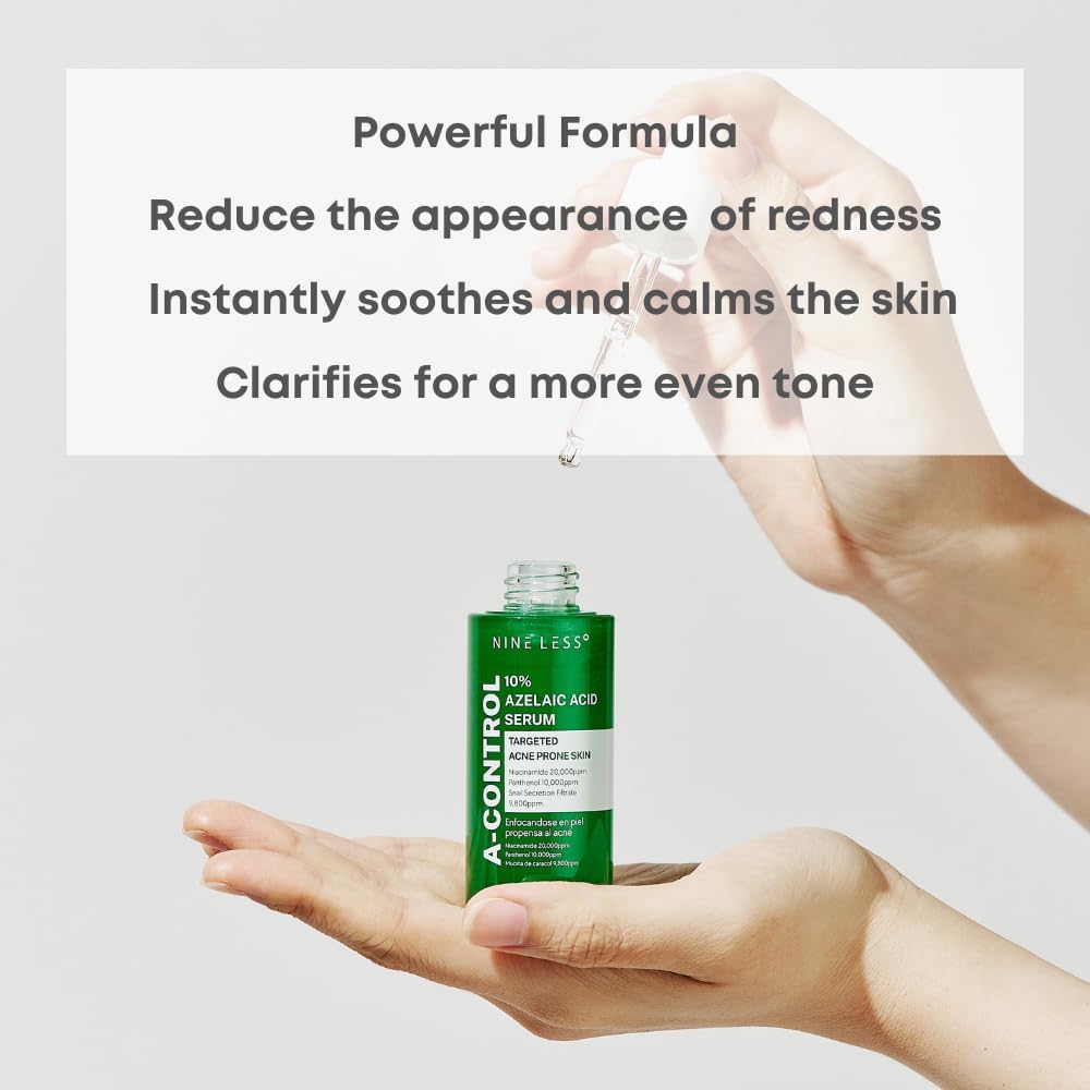 NINELESS A-Control bottle with pump close-up; convenient daily routine for consistent use.