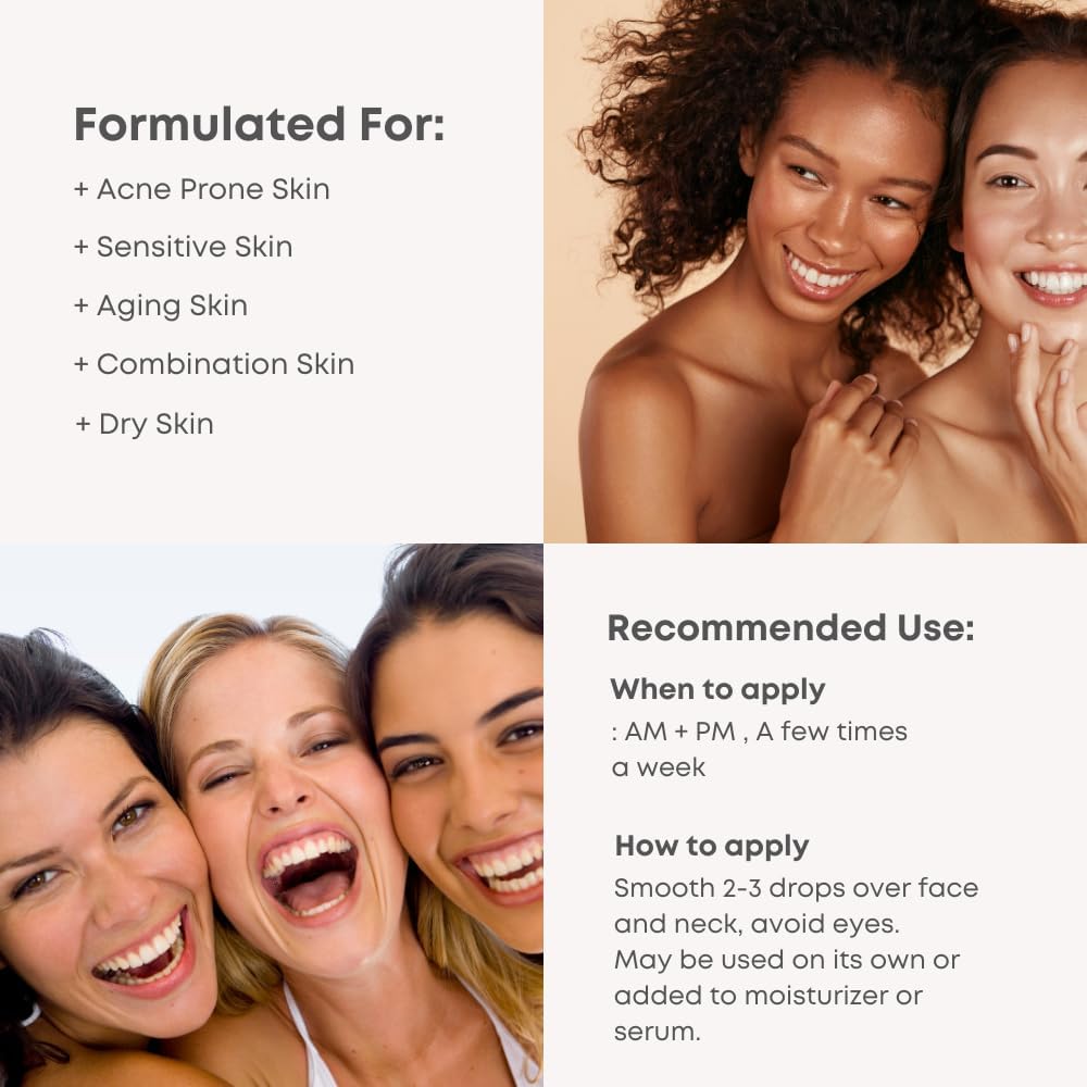 NINELESS A-Control serum application on cheek; sample use-case for brightened complexion.