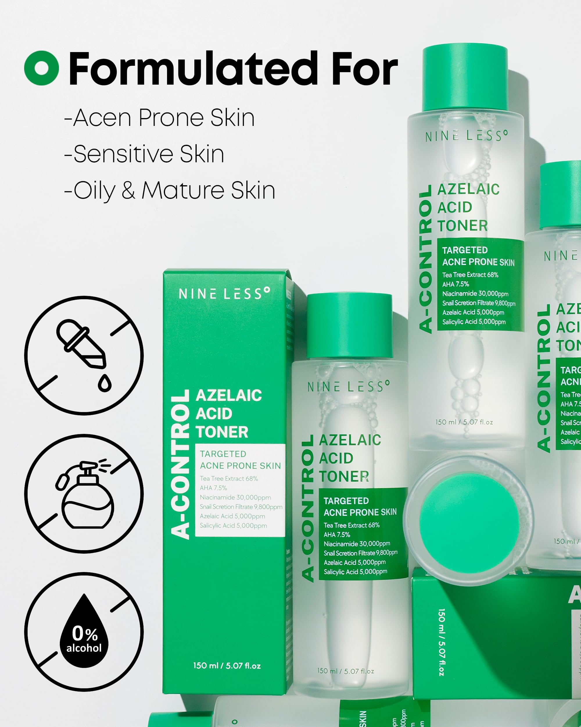 NINELESS Azelaic Acid Toner texture closeup highlights brightening and smoothing potential