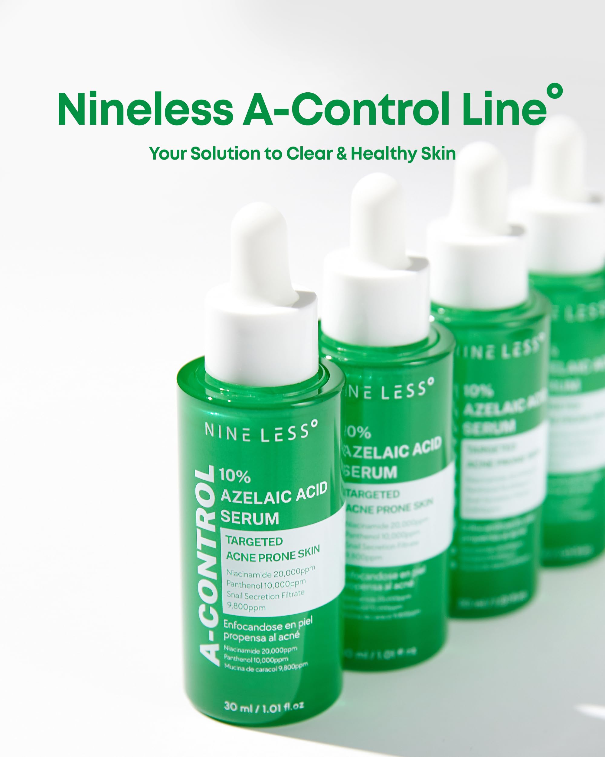 NINELESS A-Control night routine setup for calm, balanced skin.