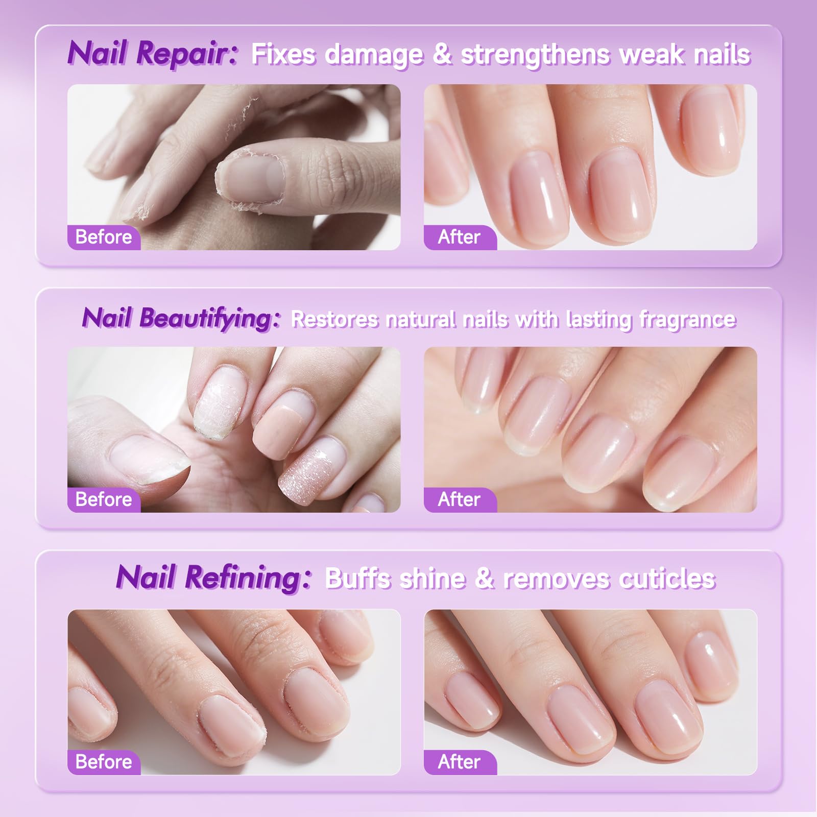 NineRoms uñas brillantes y naturales tras el uso