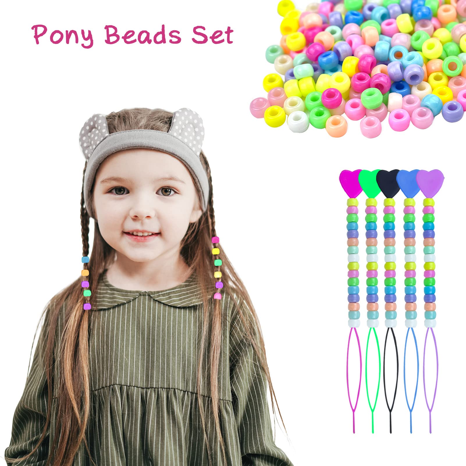 Ningrou multicolor pony beads for vibrant kid braids and crafts