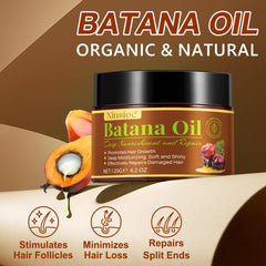Ninsiec Batana Oil label closeup emphasizes vitamin E rich unrefined care.