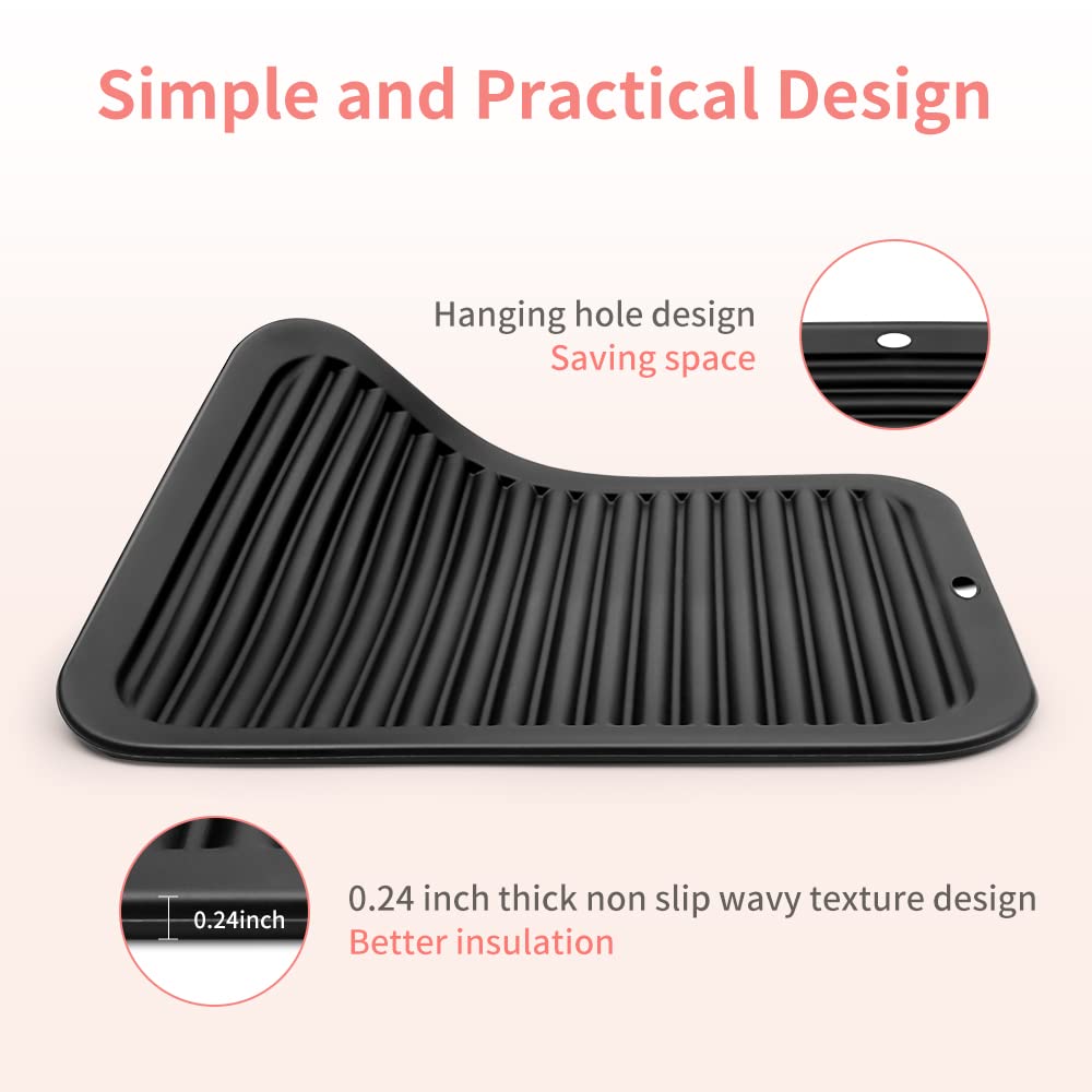 Ninwod silicone mat wrapped around a straightener illustrating safe cooling and quick cleanup.