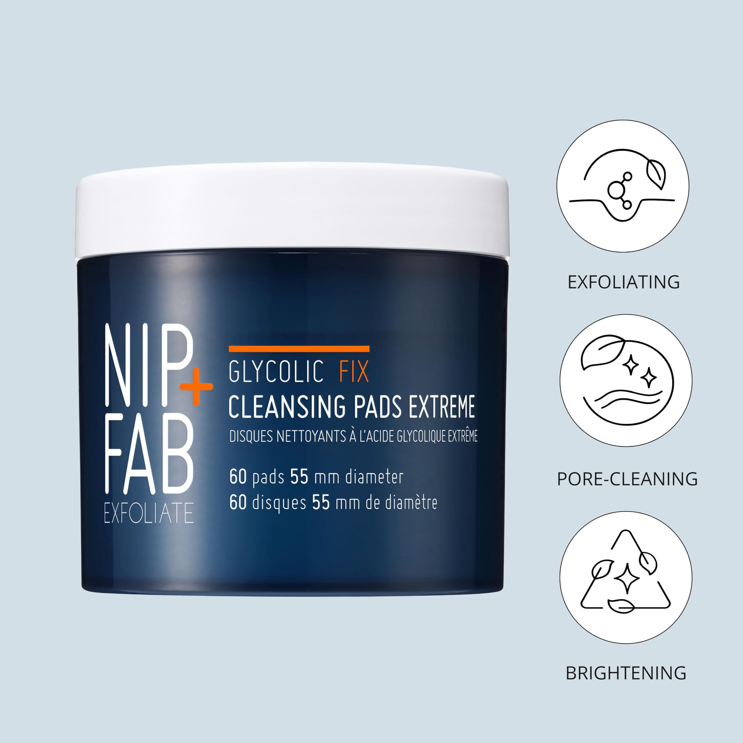 Nip-Fab Glycolic Fix Night Pads in-use application demonstrating gentle nightly exfoliation