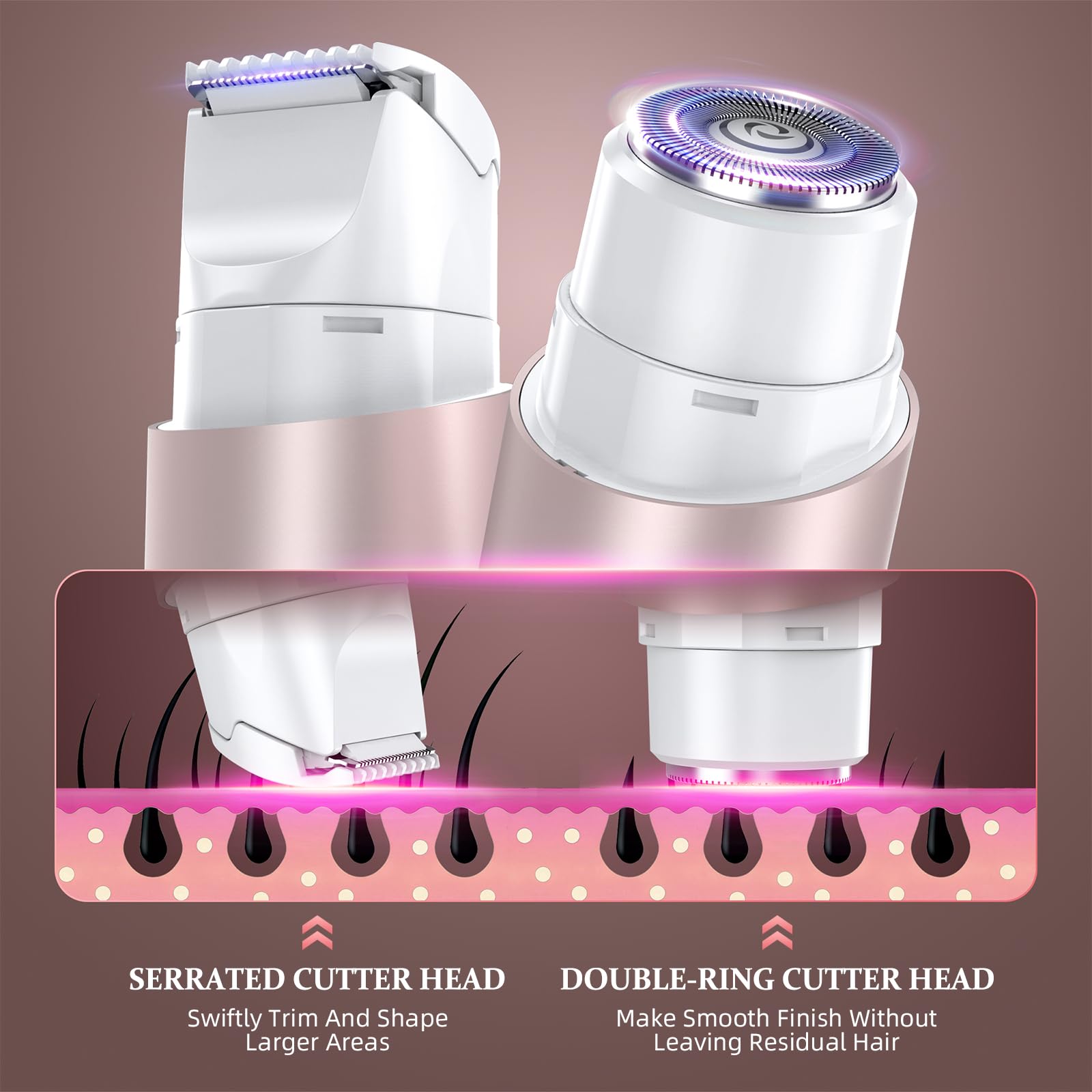 NIPOO 2-in-1 head close-up for efficient trimming of larger areas.