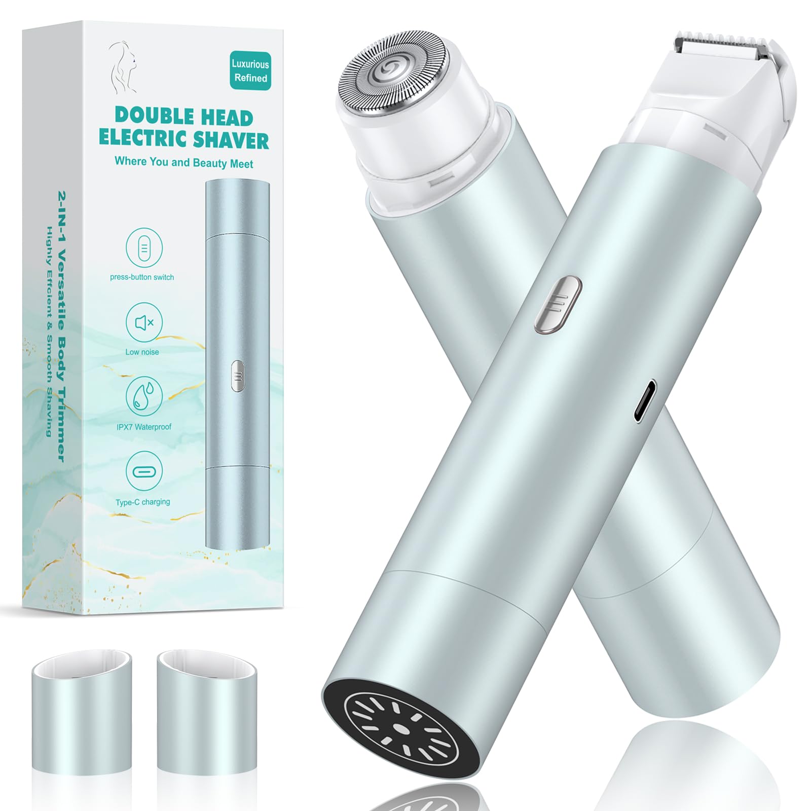 NIPOO bikini trimmer dual-head close-up for smooth shaping