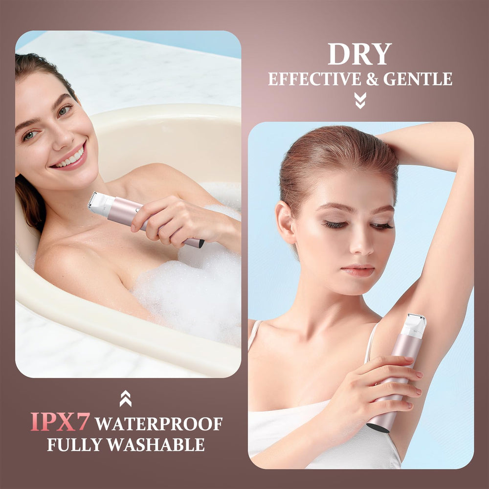 NIPOO waterproof bikini trimmer in shower for convenient wet shaving.