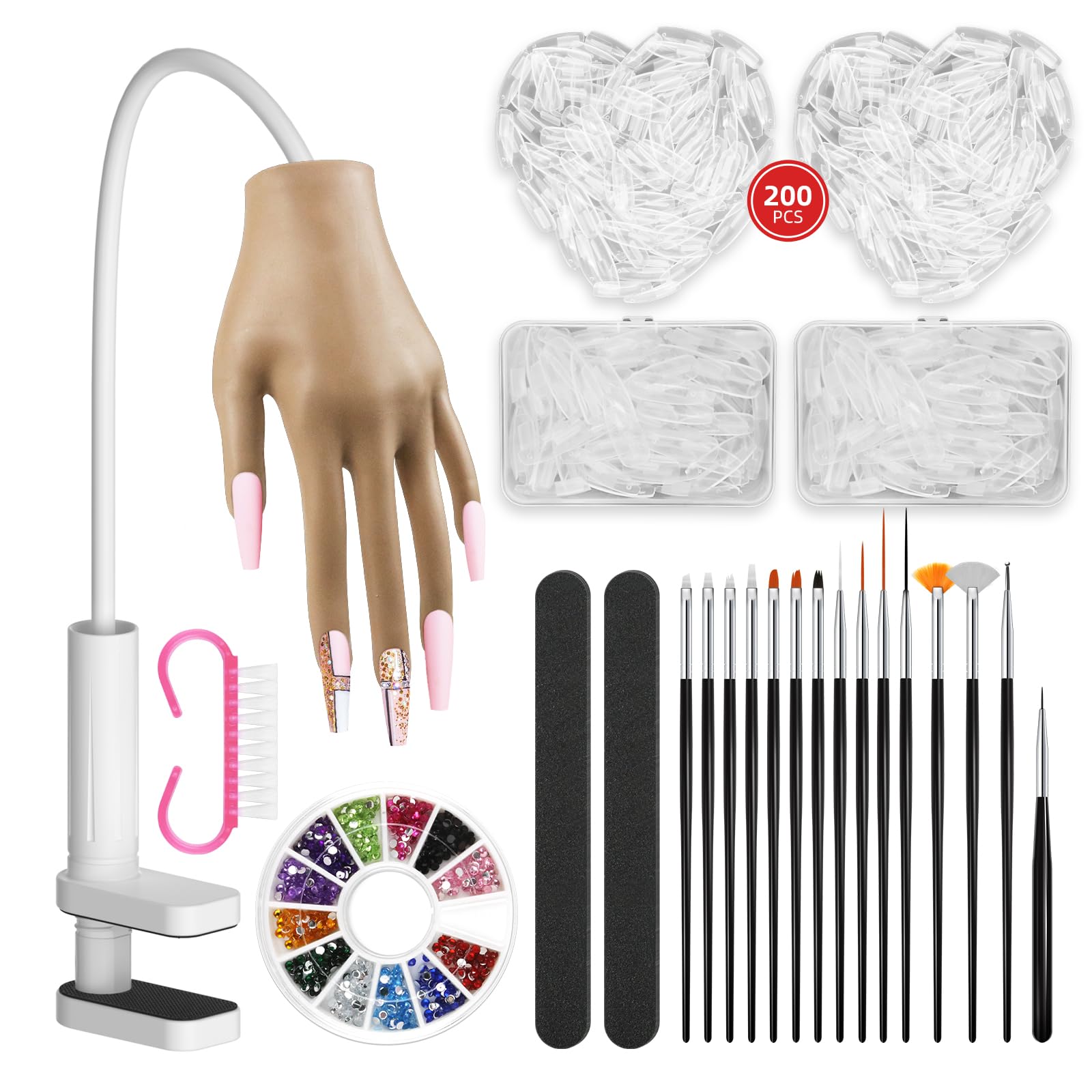 NIQZOPA practice hand with adjustable fingers enables versatile nail art practice.