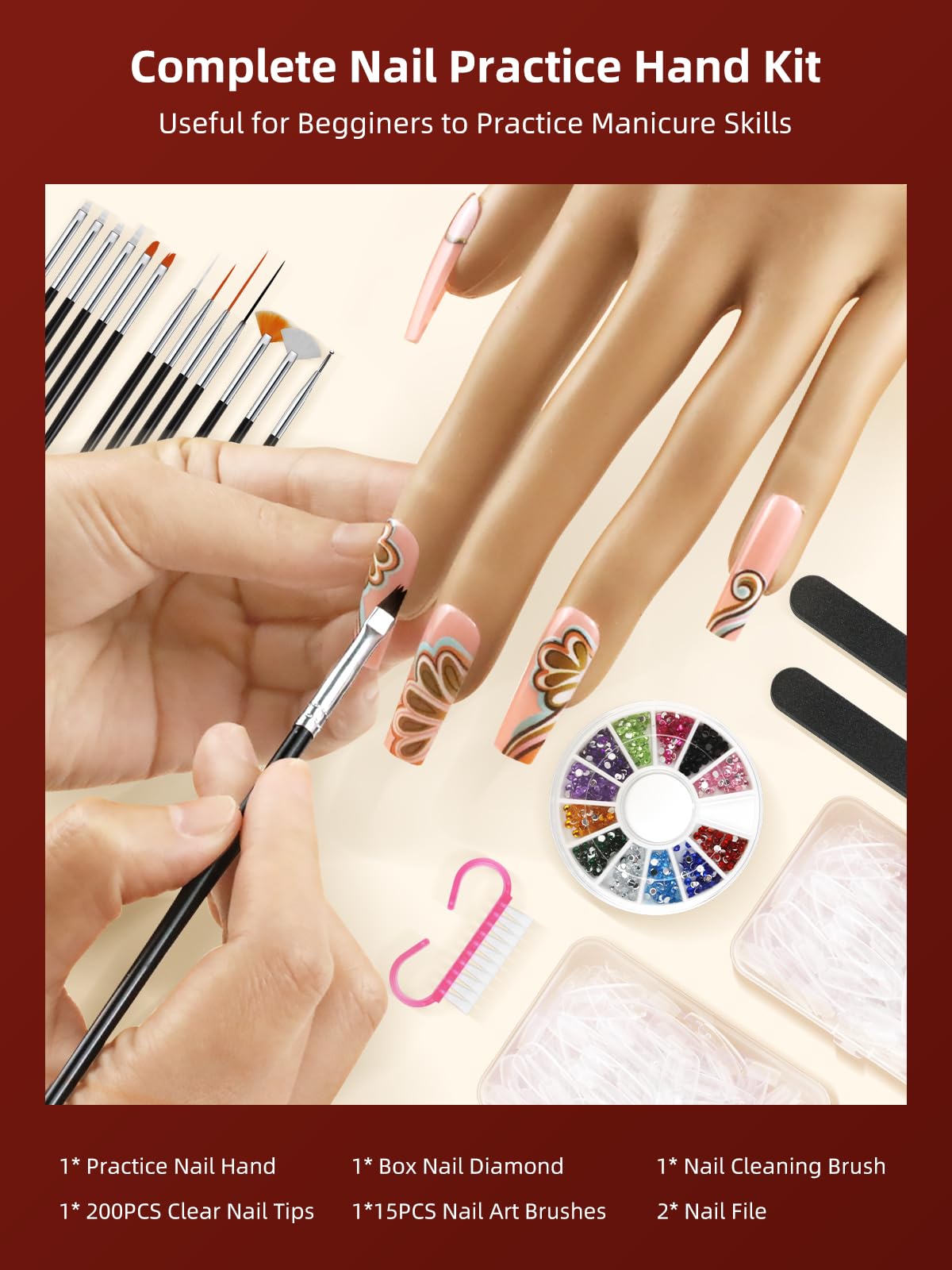 NIQZOPA display shows T-slot nail tip lock for secure tip placement during practice.