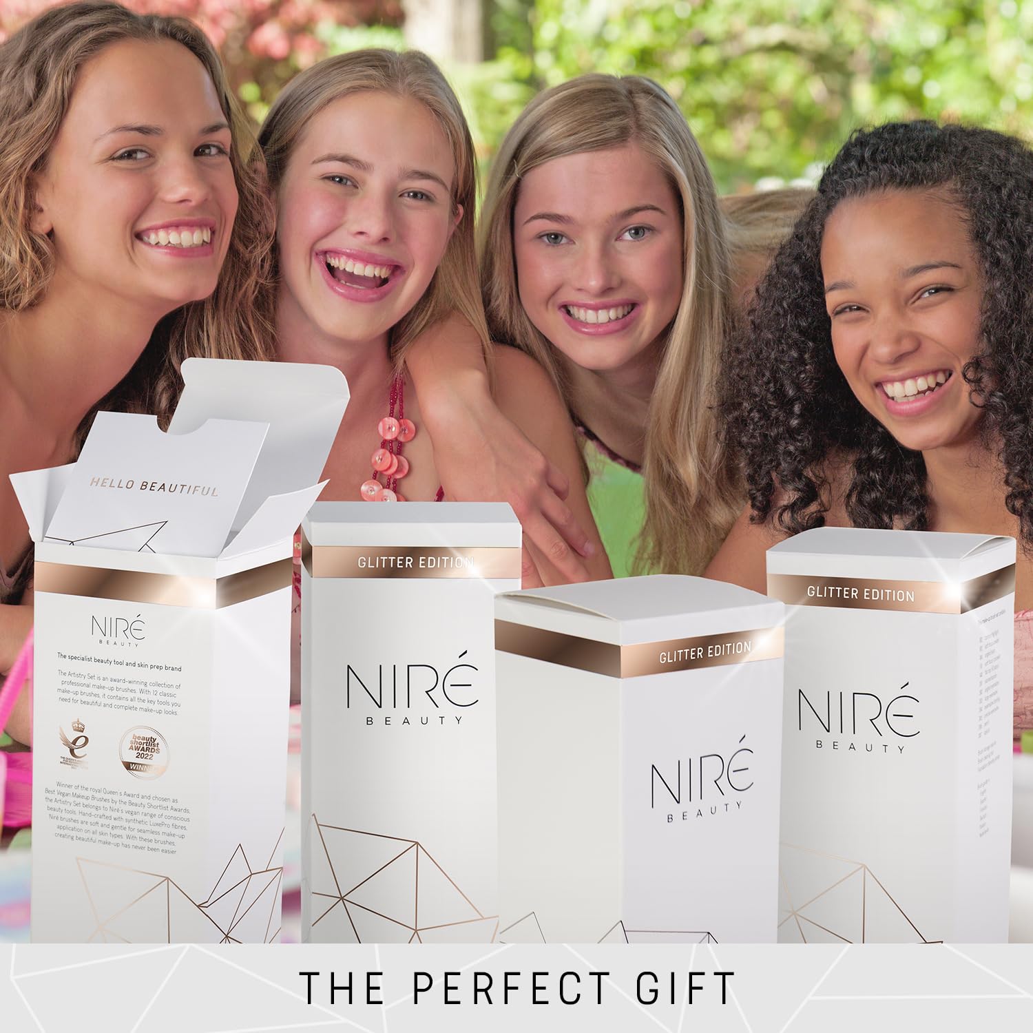 Niré Beauty glitter brush set with cleaner included for easy care