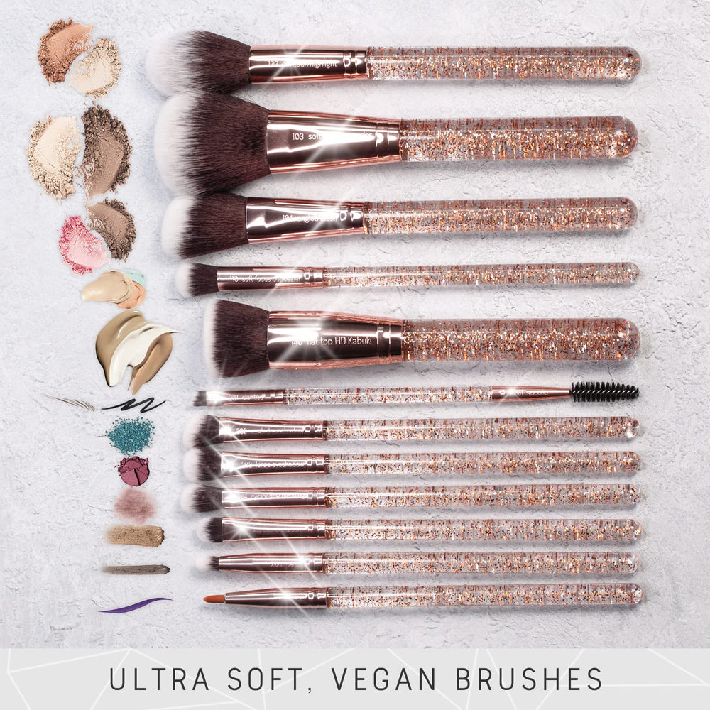 Niré Beauty glitter brush set with soft bristle heads for flawless application