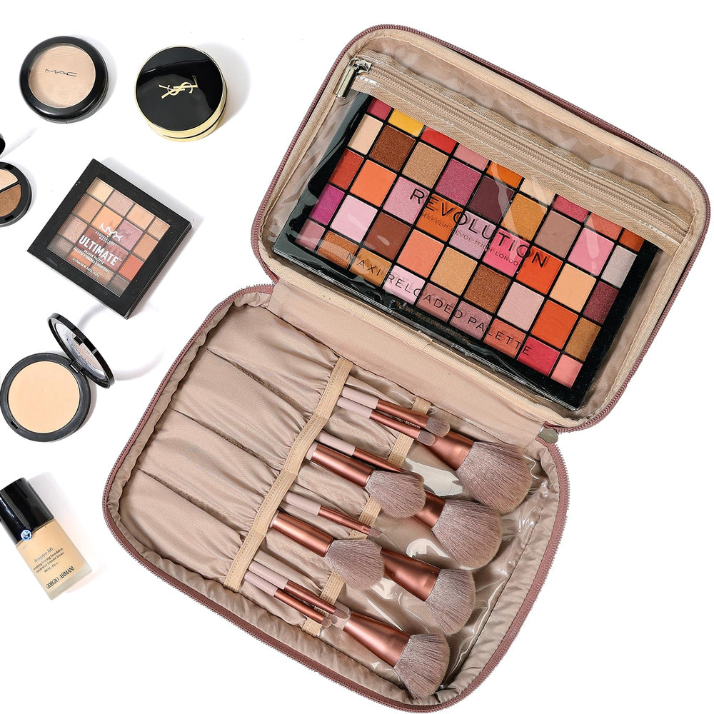 NISHEL rosewood pink front view travel case adds stylish organization