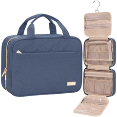 NISHEL travel toiletry bag aegean blue with open compartments for easy cosmetics access on the go