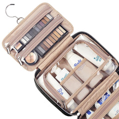 NISHEL Travel Toiletry Bag elastic pockets keep brushes and bottles organized