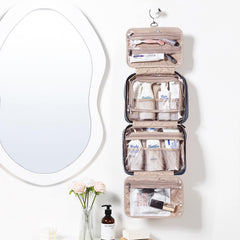 NISHEL travel toiletry bag folded-compact-design demonstrates space-saving for minimalist packing