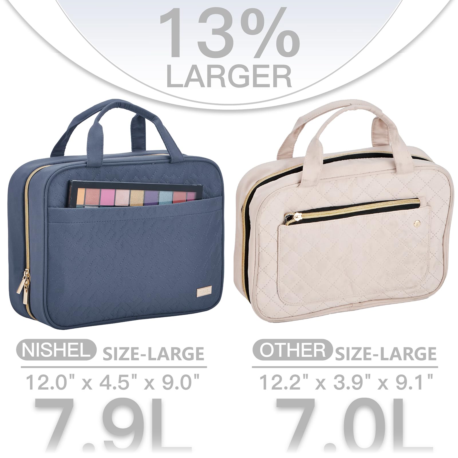 NISHEL bag interior with four compartments for sorting cosmetics and skin care