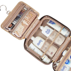 NISHEL travel toiletry bag elastic pockets inside for flexible storage
