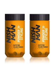 Nishman Hair Styling Powder Series packaging for travel and quick touch-ups.