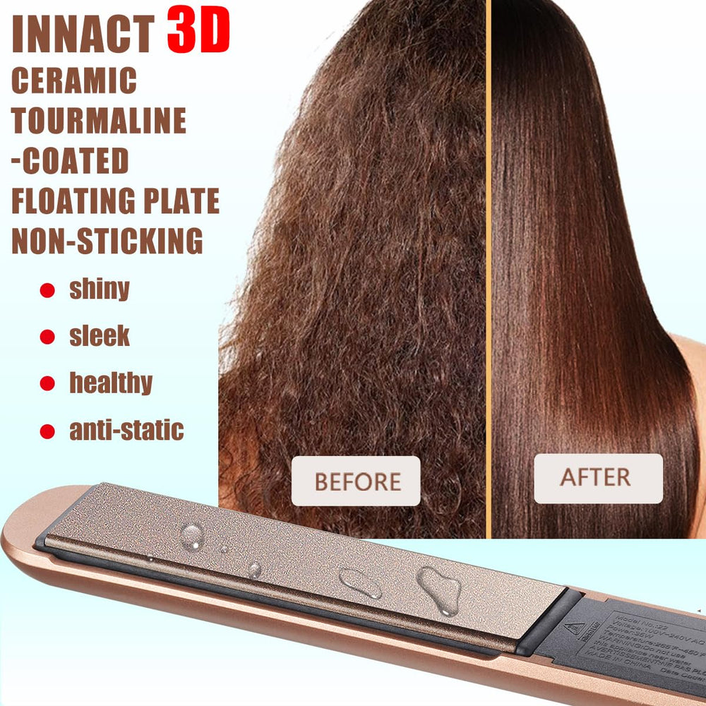 NITION Flat Iron angled view highlights 3D floating plates for snag-free styling.