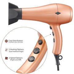 NITION hair dryer with concentrator attachment, precise airflow for smooth styling.