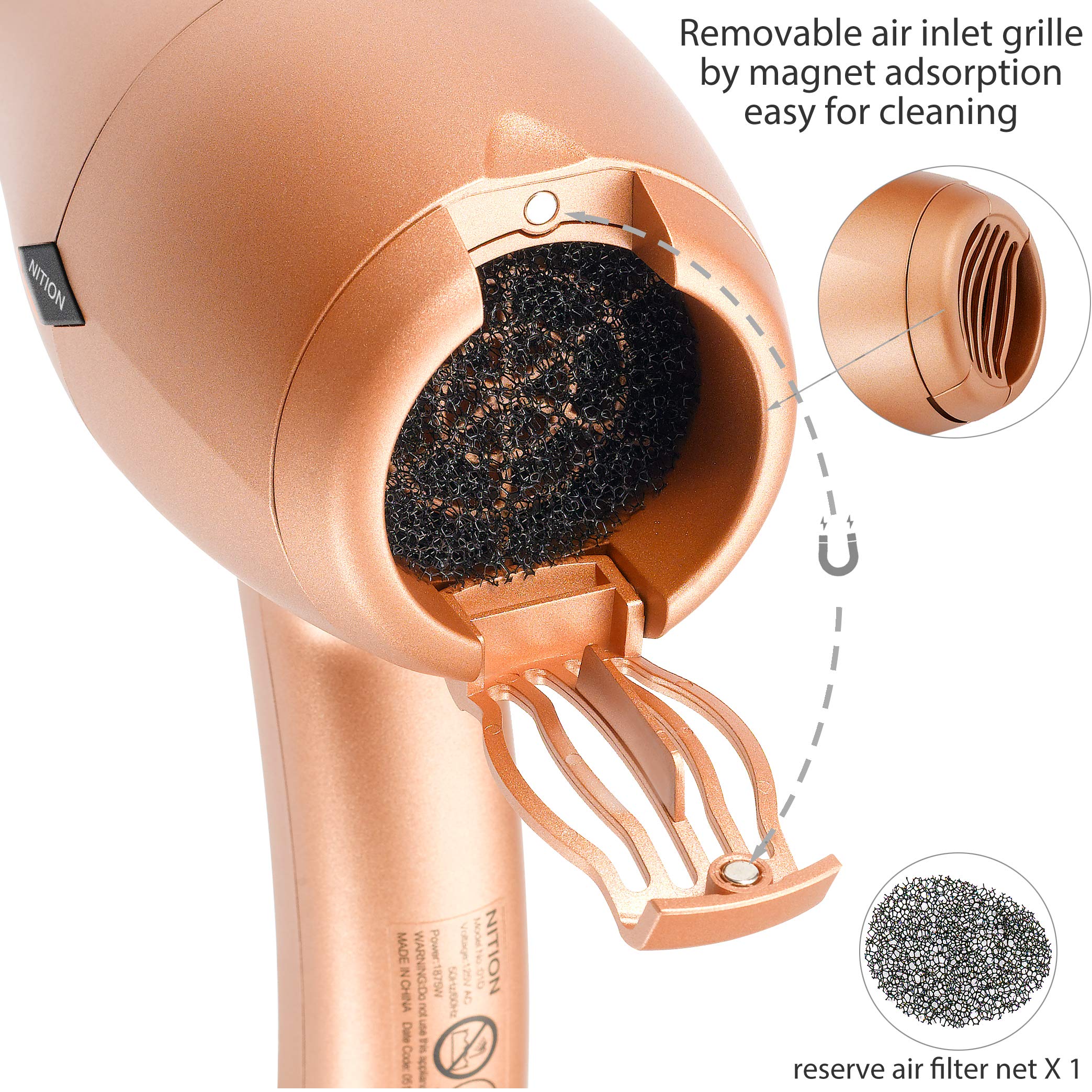 NITION lightweight 1lb dryer for easy handling during styling.