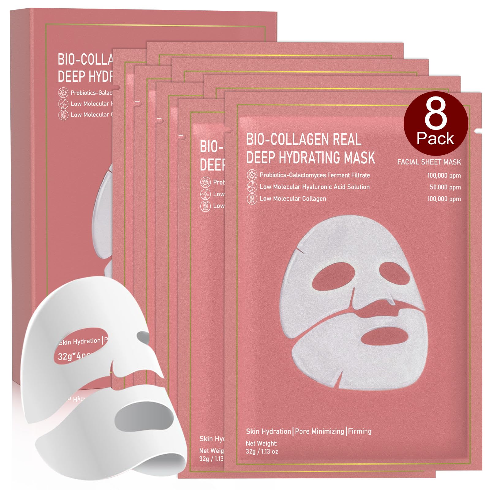 Nityrliv Bio-Collagen mask 8-pack showing hydration-friendly packaging