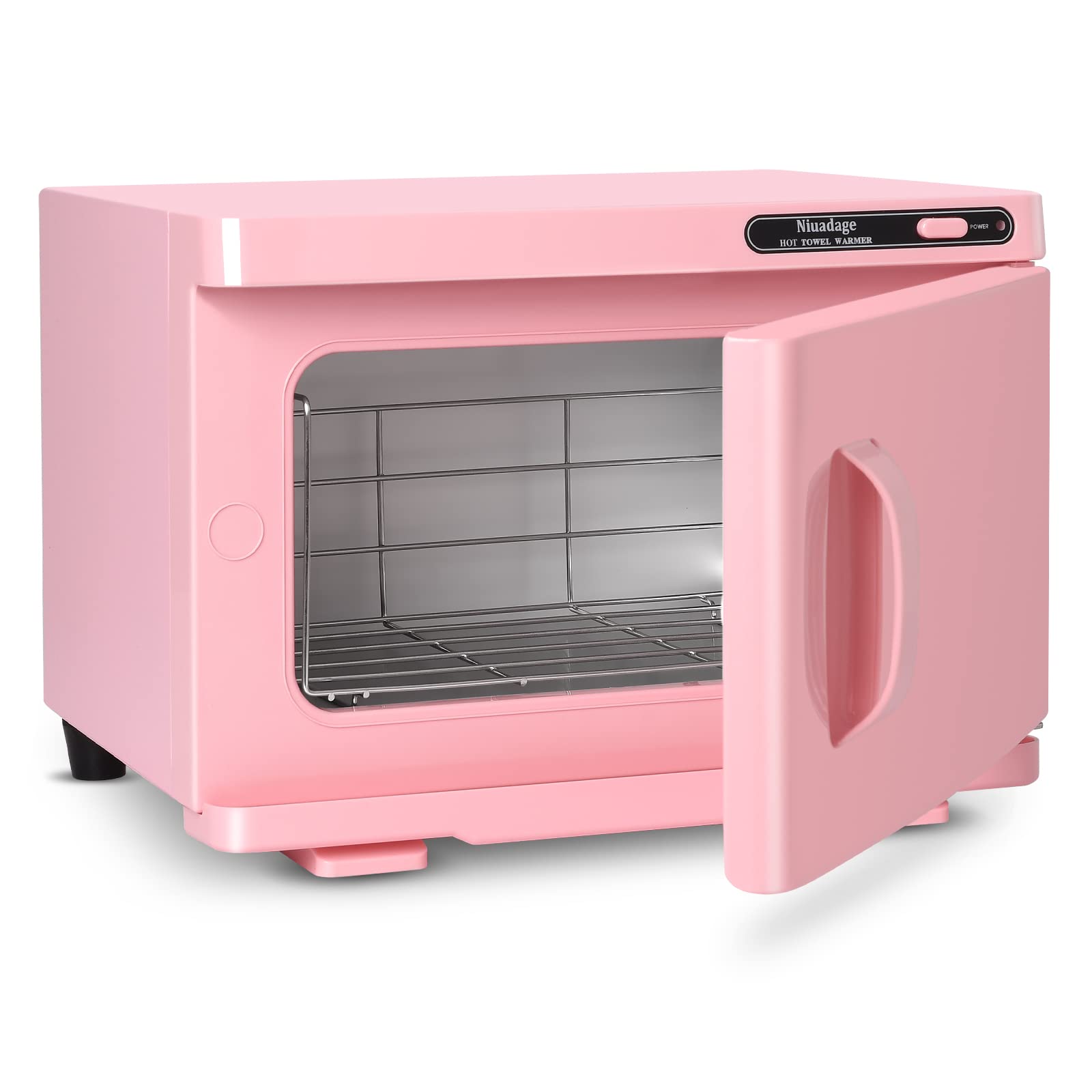 Niuadage 8L hot towel warmer cabinet pink front view for spa-ready towels