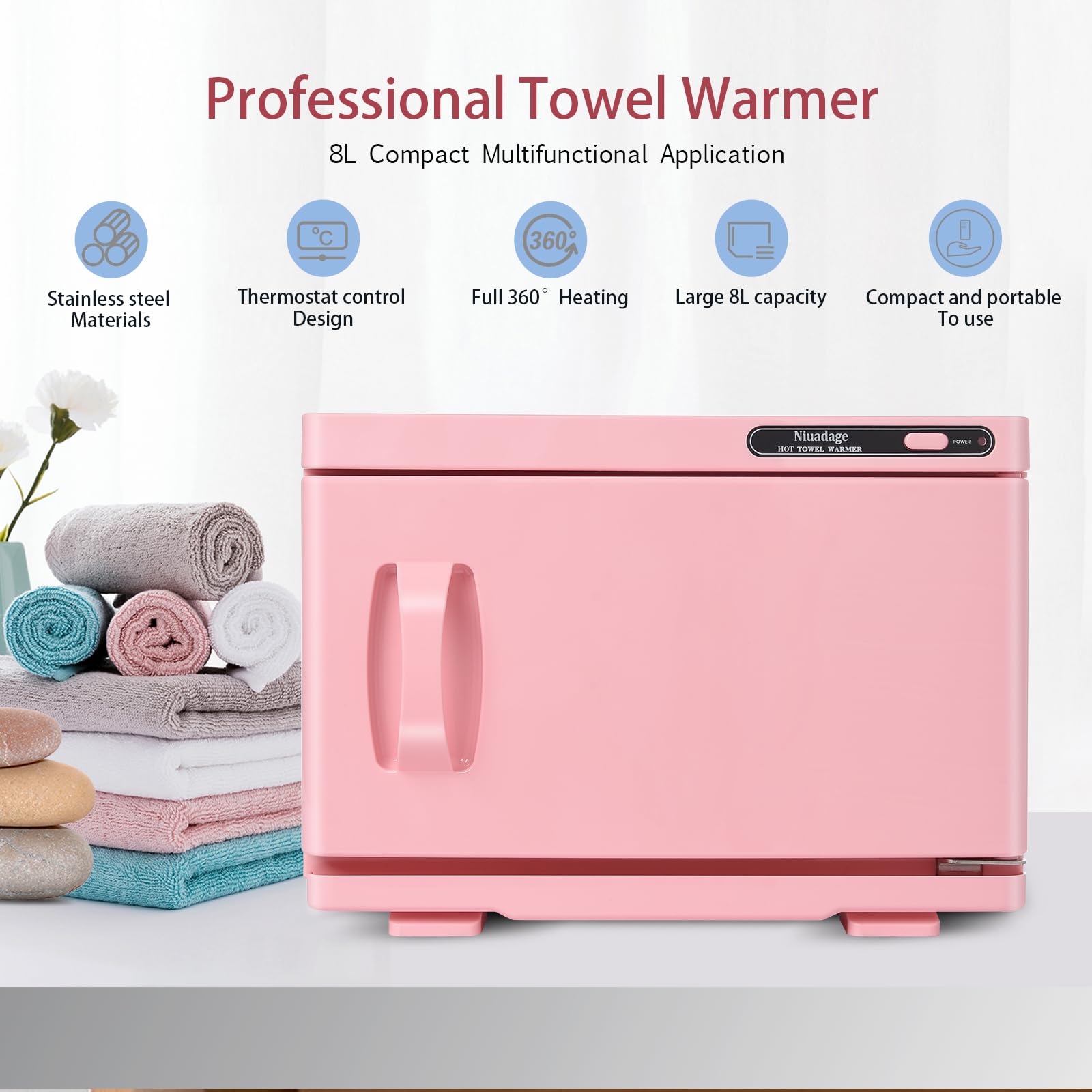 Niuadage 8L hot towel warmer cabinet towels inside for quick access