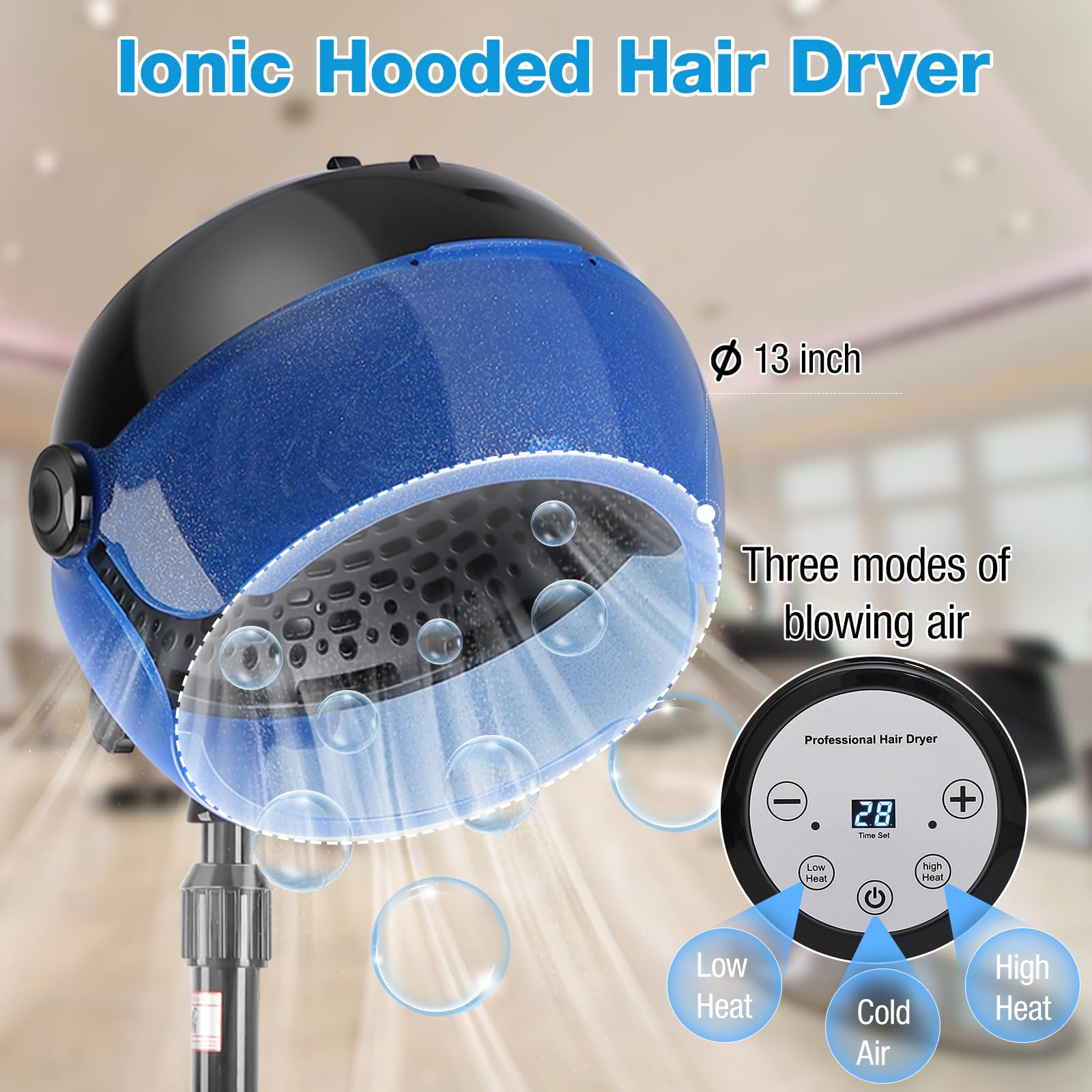 Niuadage hooded hair dryer stand base in a modern salon setup