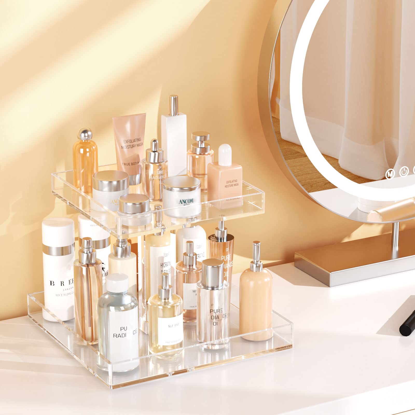 NIUBEE acrylic organizer keeps jewelry and small accessories organized.