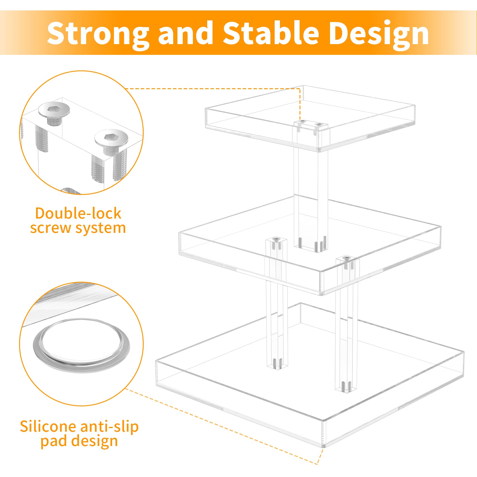 NIUBEE 3-tier organizer anti-slip base prevents wobble, safeguarding valuable fragrances.