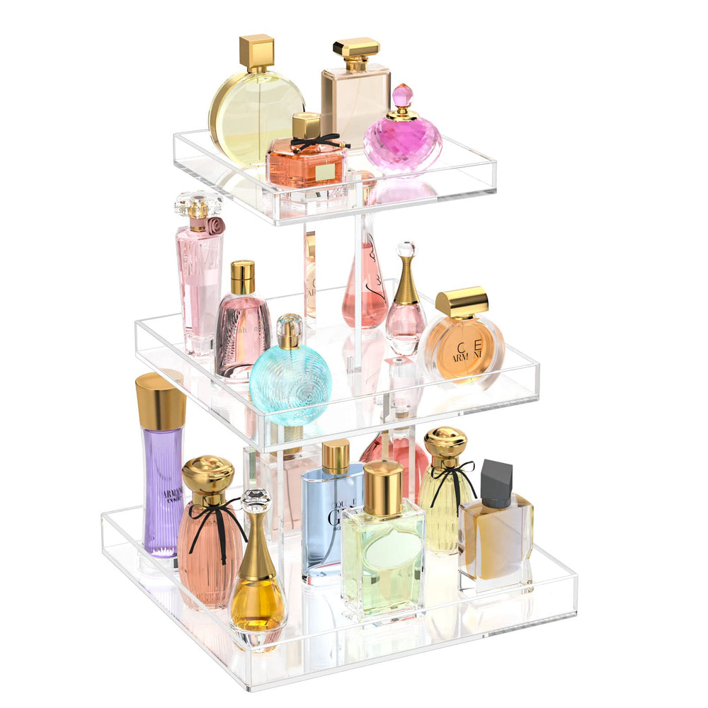 NIUBEE 3-tier top tray holds fragrances for easy access and organized vanity.