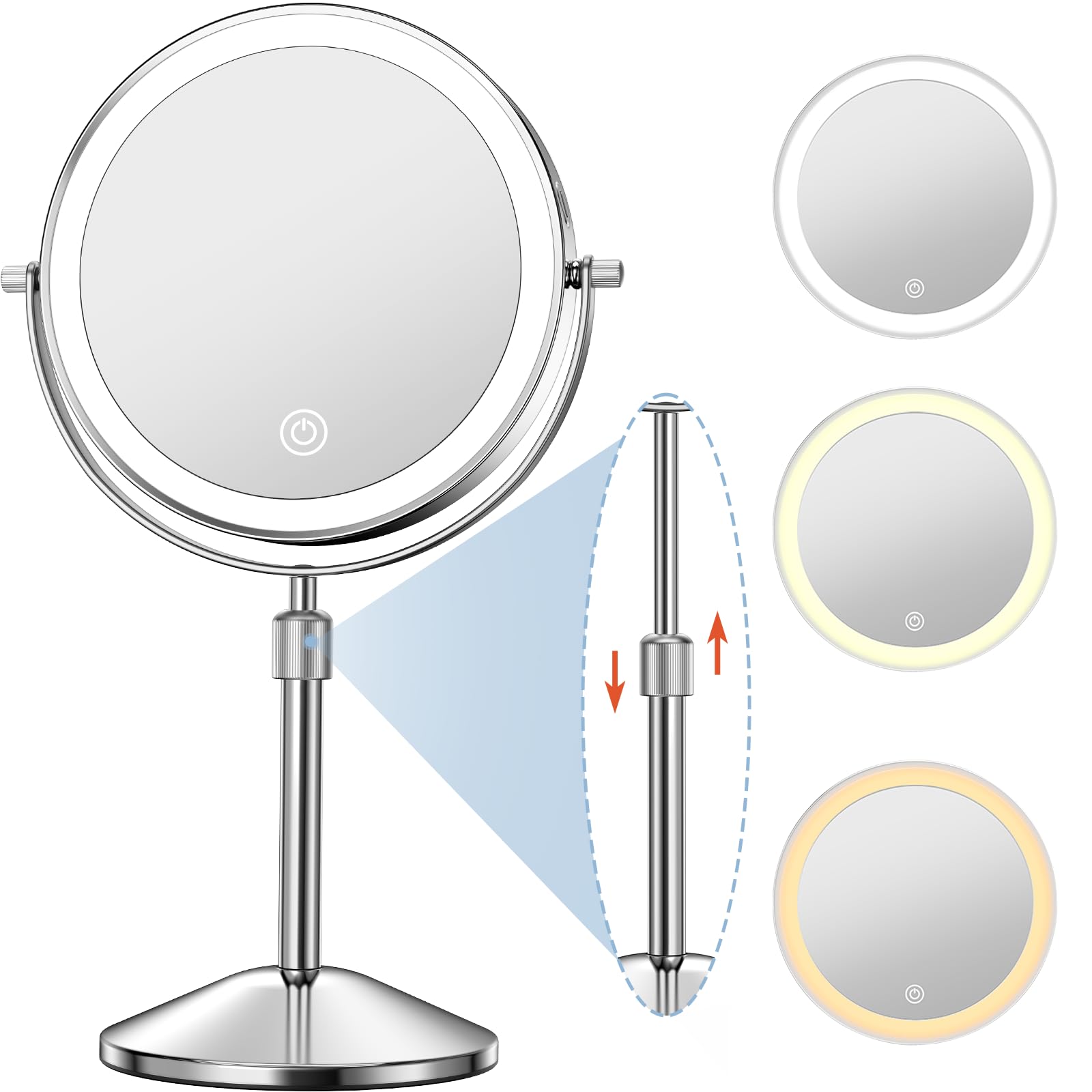 Niuphia vanity mirror 7-inch front view with lights for quick, well-lit makeup routines