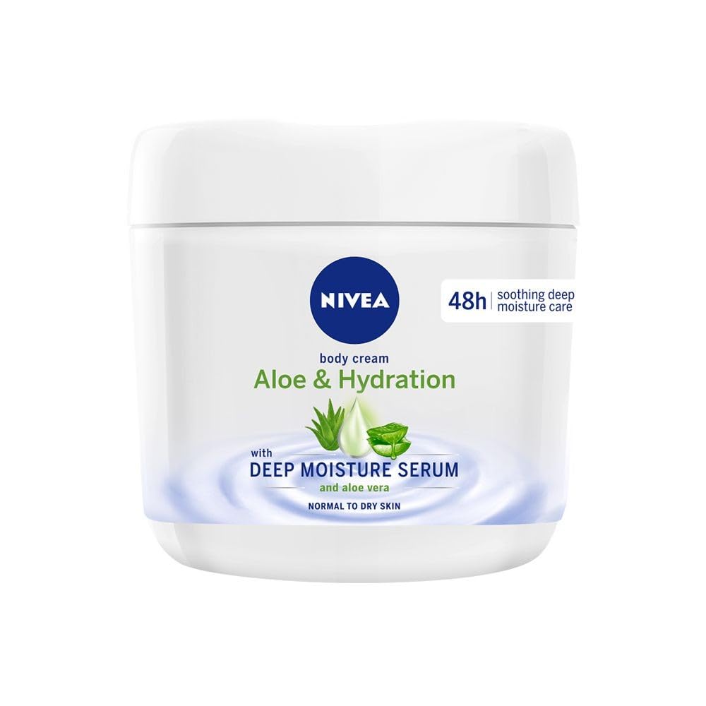 NIVEA Aloe Hydration Body Cream jar delivers deep moisture for dry skin.
