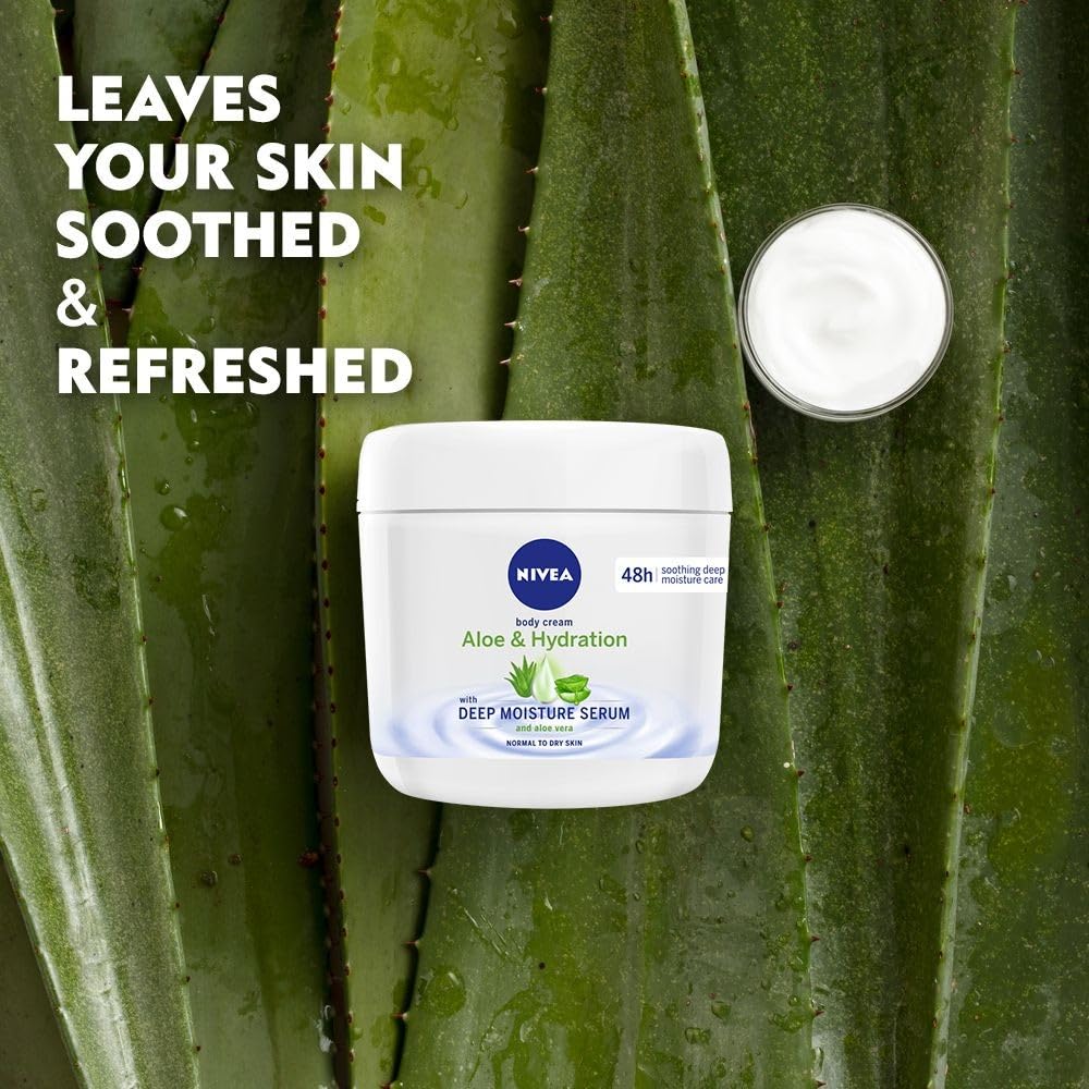 NIVEA Aloe Hydration application on hands shows smooth, soothing skin feel.