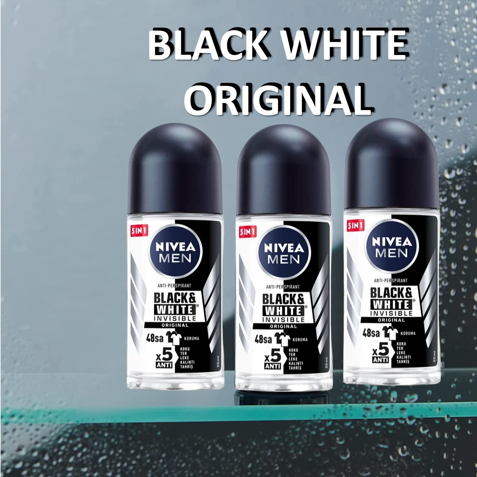 NIVEA Black & White Original 48h protection concept highlights all-day freshness.