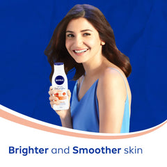 NIVEA Body Extra Whitening pump-top image indicates convenient daily moisturization.