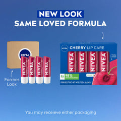 NIVEA Cherry Lip Care packaging highlights vegan formula and natural ingredients