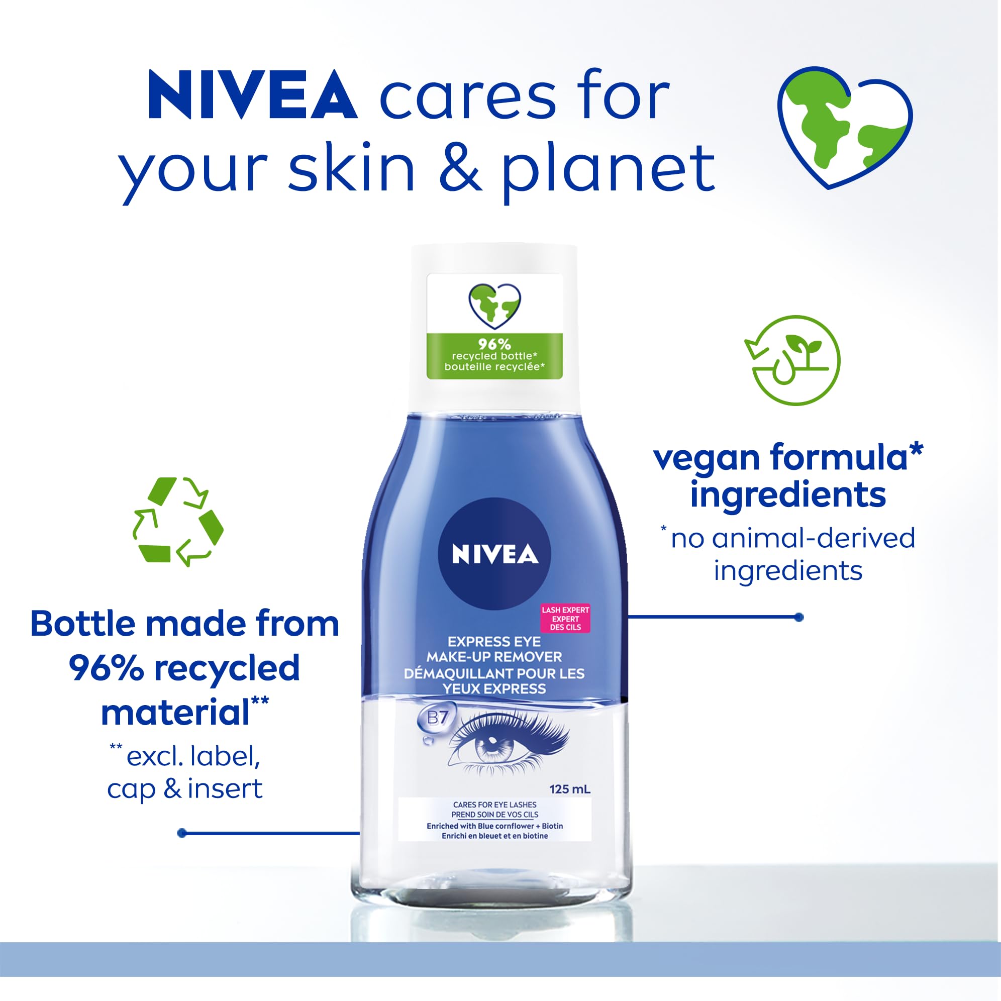 NIVEA Double Effect Eye Make-Up Remover swatches removal shows residue-free result.