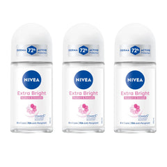 NIVEA Extra Bright roll-on bottle close-up highlighting brighter underarms from 8 super foods