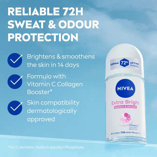 NIVEA Extra Bright roll-on texture close-up indicating light, non-greasy feel