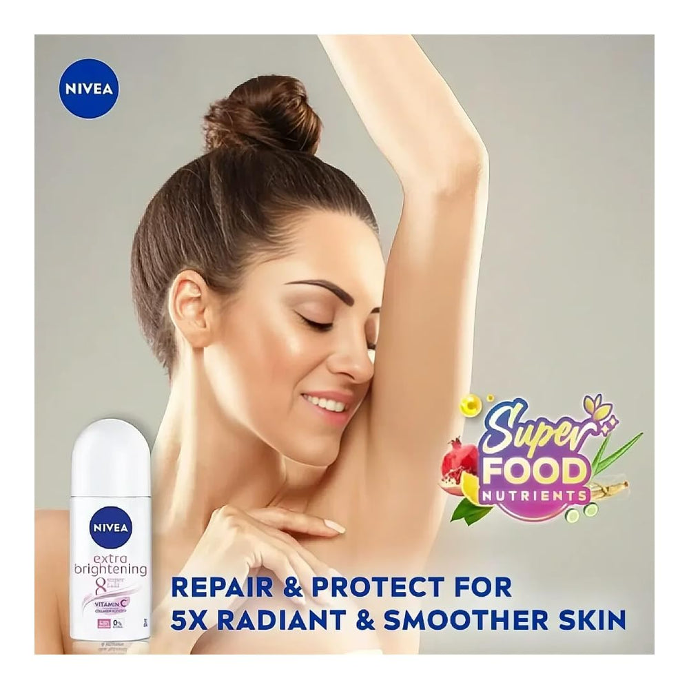 NIVEA Extra Brightening close-up showing even skin tone enhancement.